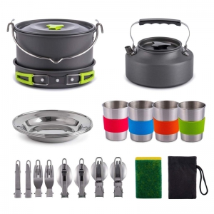 21PCS Camping Cookware Set Mess Kit