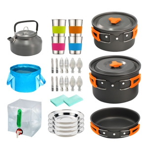 camping cookware set with kettle