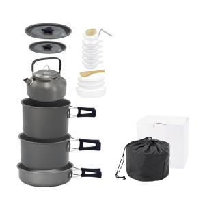 camping cookware set with kettle